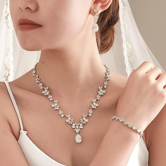Bridal Halo Jewelry Set - Wedding Jewelry