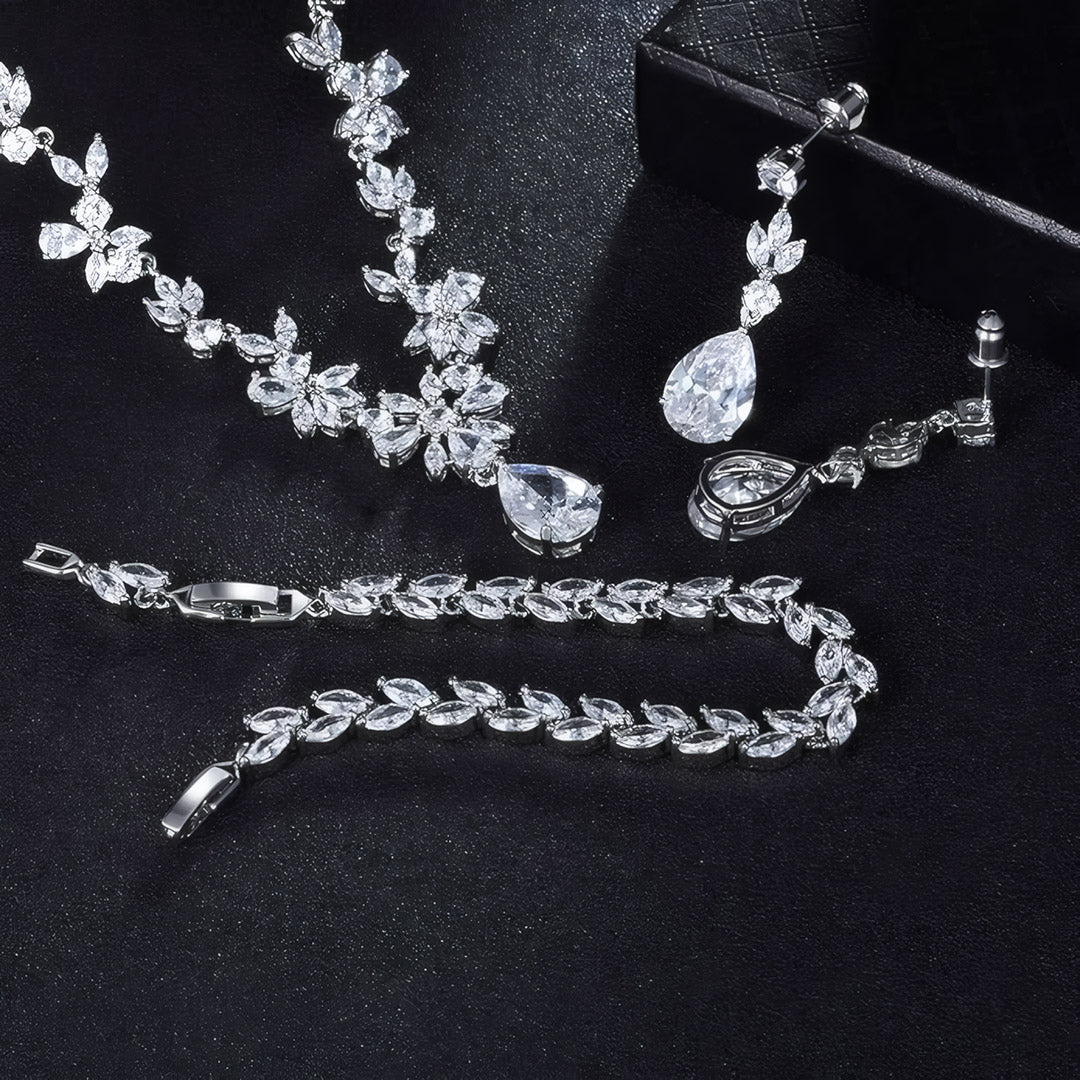 Bridal Halo Jewelry Set - Wedding Jewelry