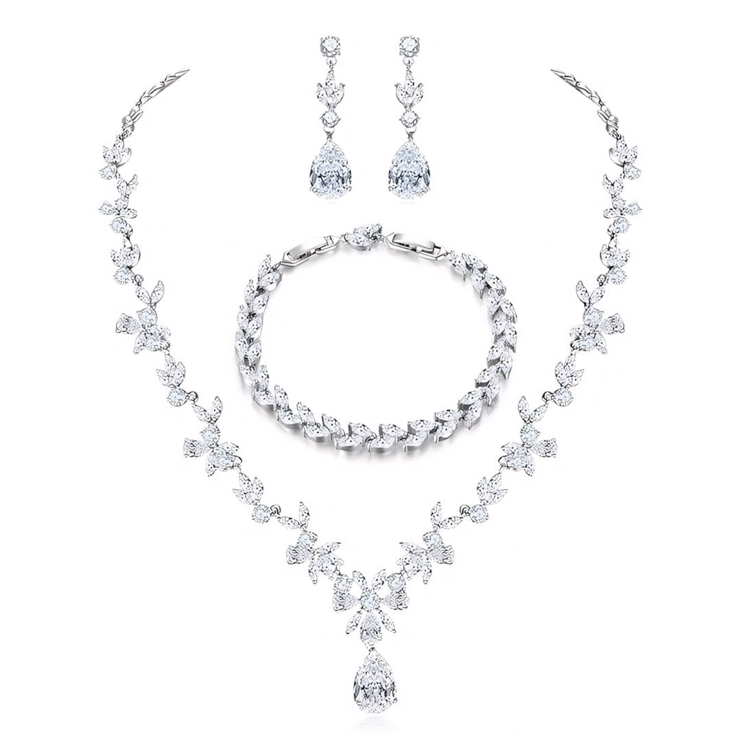 Bridal Halo Jewelry Set - Wedding Jewelry
