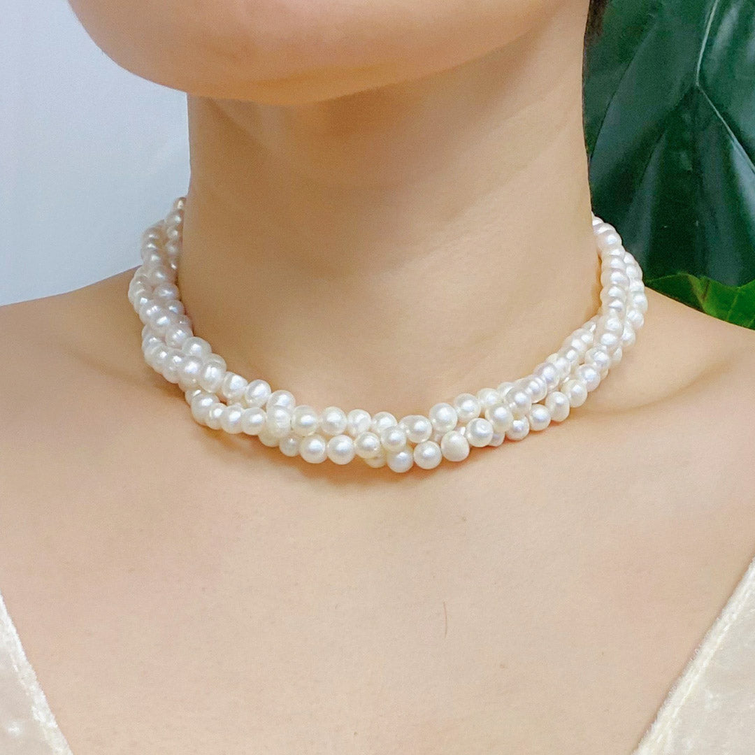 Three-Strand Pearl Collar Necklace
