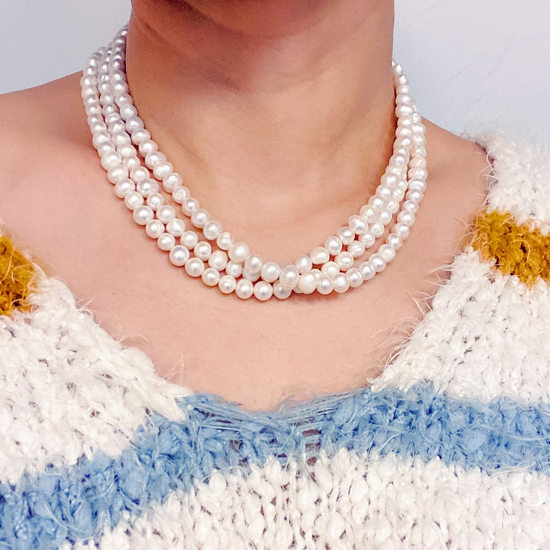 Three-Strand Pearl Collar Necklace