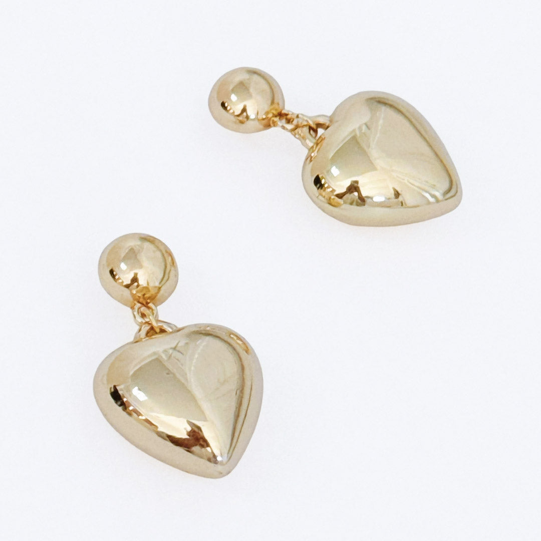 Puff Heart Dangle Earrings
