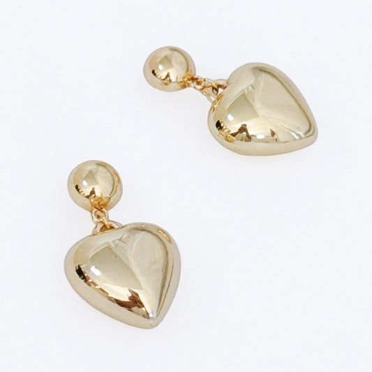 Puff Heart Dangle Earrings