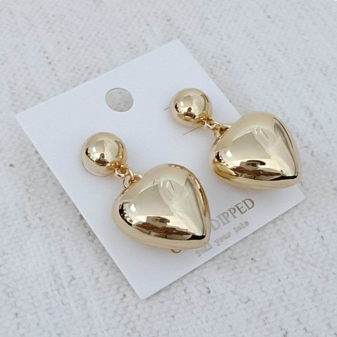 Puff Heart Dangle Earrings