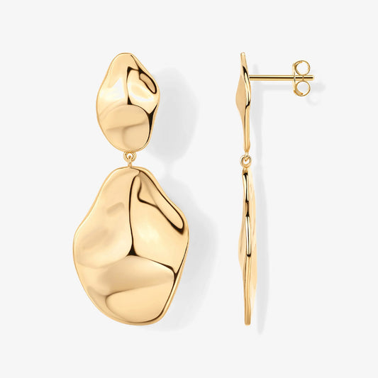 Hammered teardrop dangle earrings gold plated